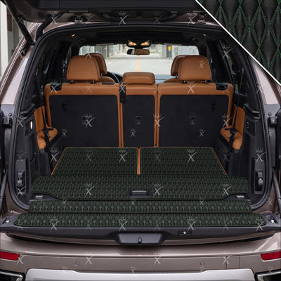 Luxus Twin-Diamond Base Series Trunk Mat | Black & Green Stitching