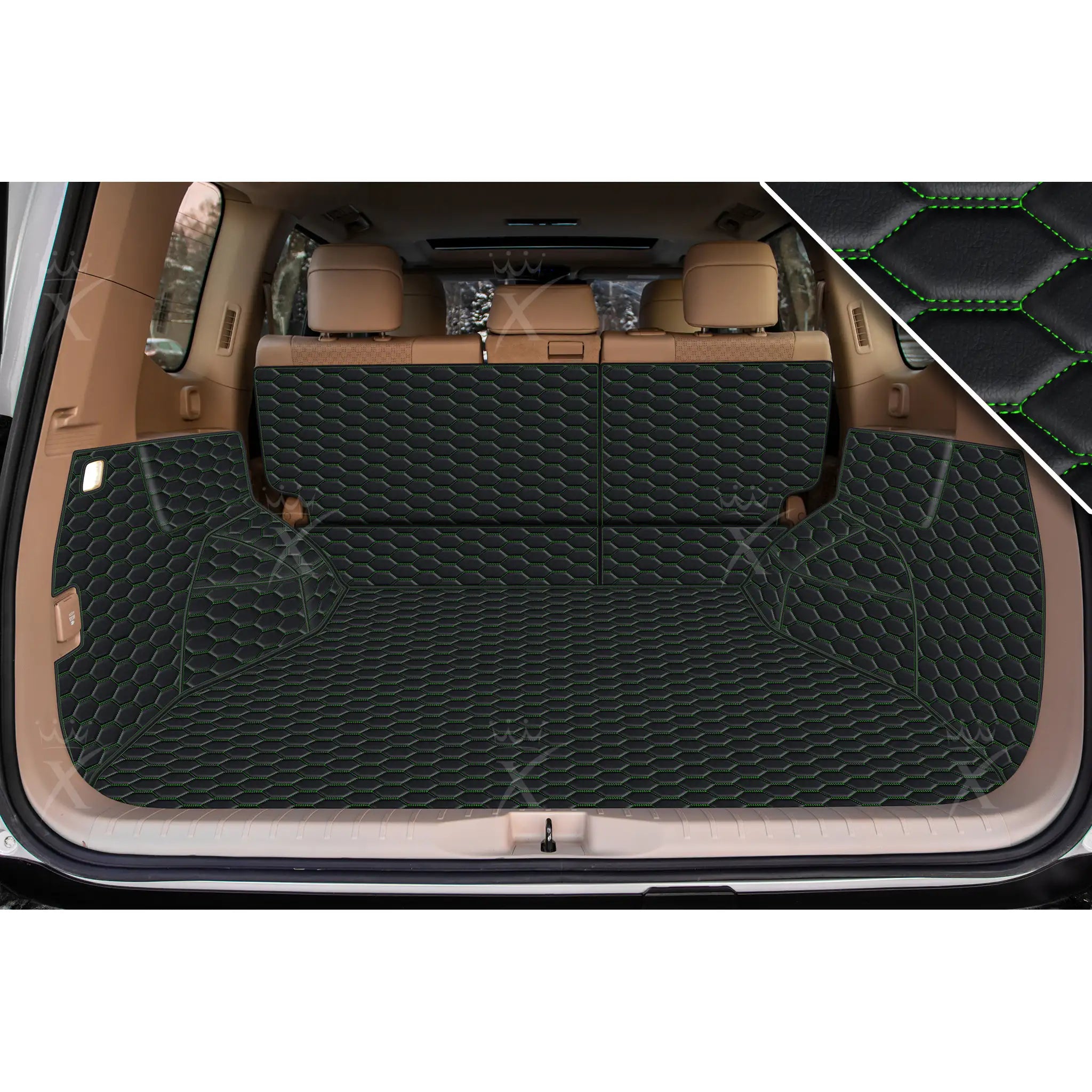 Luxus 360Fit Premium Honeycomb Custom Trunk Liner | Black & Green Stitching
