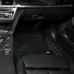 Twin-Diamond Black & Green Stitching Luxury Car Mats Set