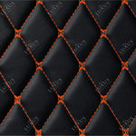Luxus Car Mats™ - Tapete para maletero/maletero de cuero de lujo con costuras en negro y naranja