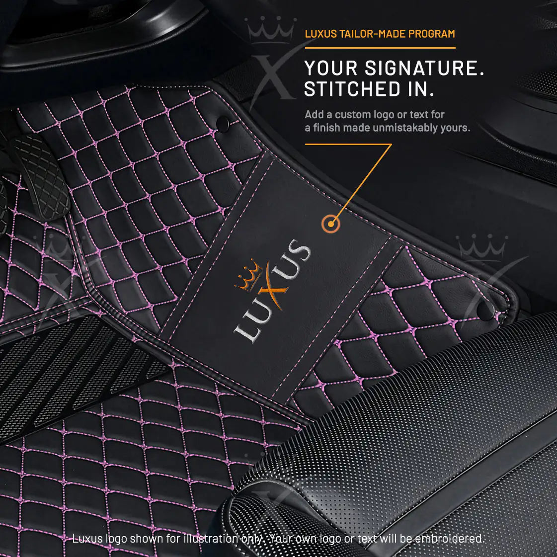 Luxus Car Mats™ - svart og lilla søm Luksus bilmattesett