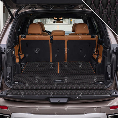 Luxus Twin-Diamond Base Series Trunk Mat | Black & Purple Stitching