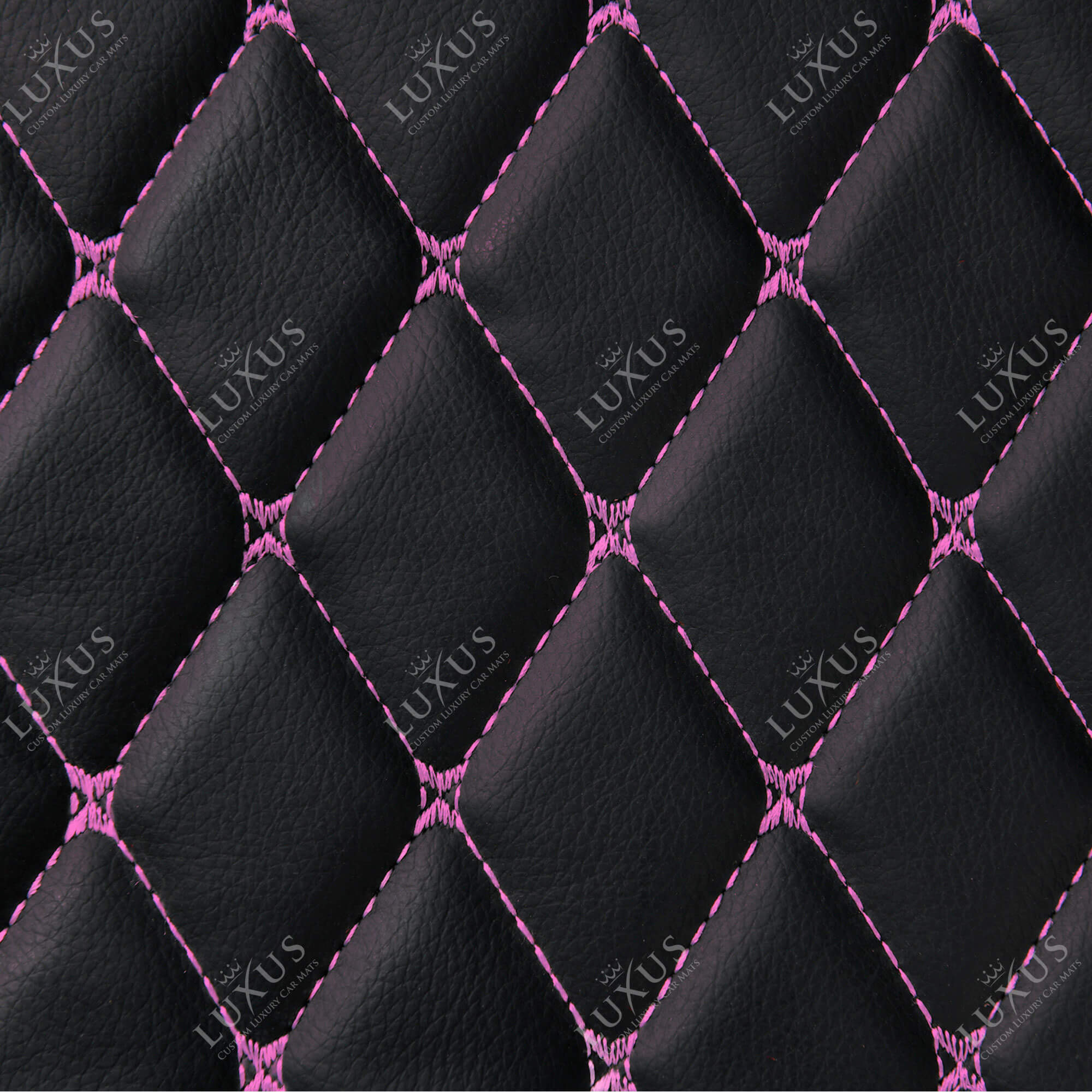 Luxus Car Mats™ - Tapete para maletero/maletero de cuero de lujo con costuras negras y moradas