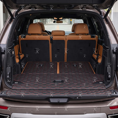 Luxus Honeycomb BaseFit Series Trunk Mat | Black & Red Stitching