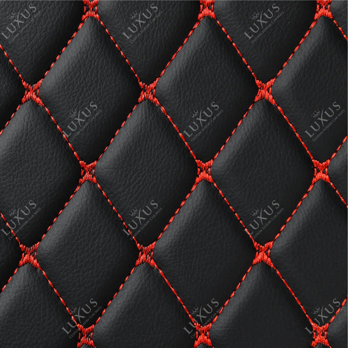 Luxus Car Mats™ - Alfombrilla para maletero/maletero de cuero de lujo en 3D con costuras negras y rojas