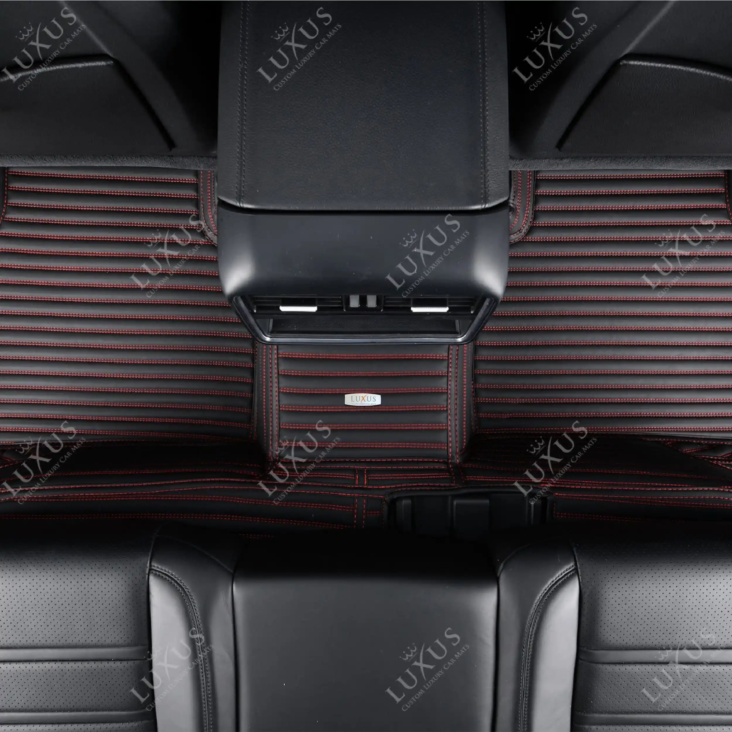 Black & Red Stitching Stripe Luxury Car Mats Set