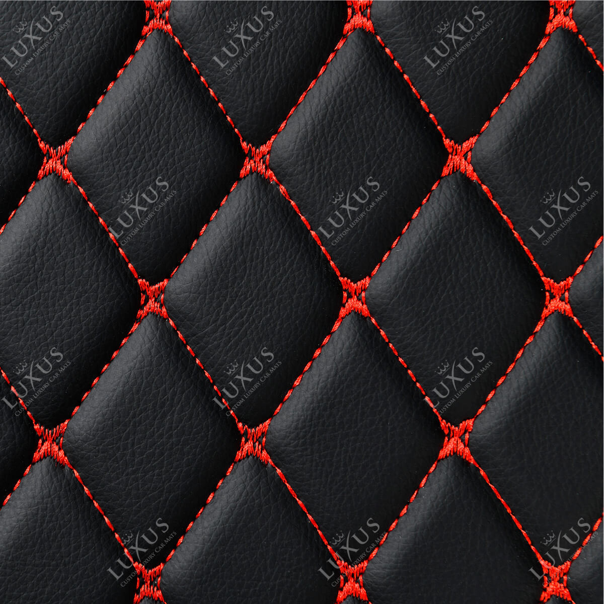 Luxus Car Mats™ - Svart og rød søm Luksus støvel/bagasjematte i skinn