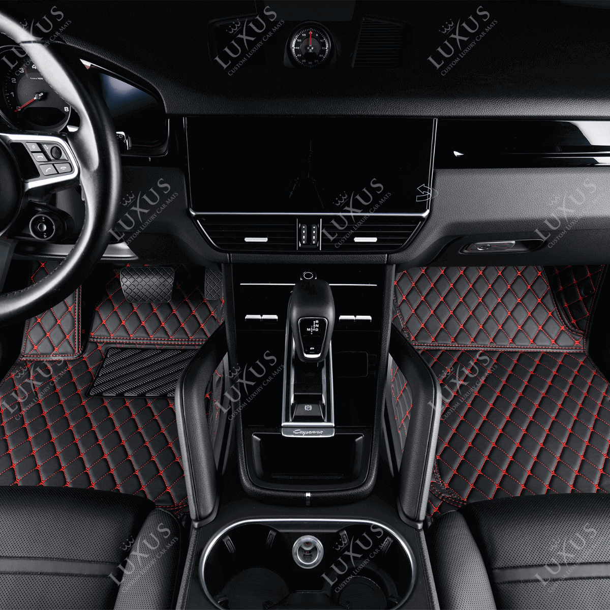LIODOR Custom All-Weather Protection Leather Car Floor Mats for Cars Sedan  SUV Sports Car Waterproof Floor Mat (Black+Wine red)