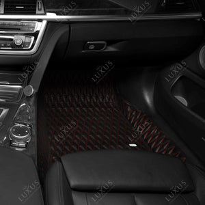 Twin-Diamond Black & Red Stitching Luxury Car Mats Set