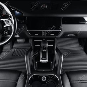 Black & Black Stitching Stripe Luxury Car Mats Set