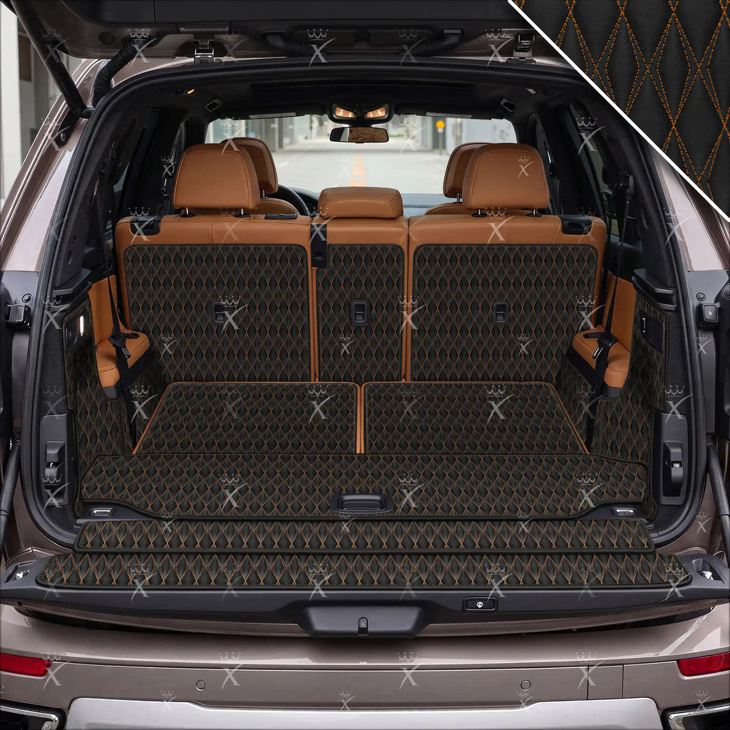 Luxus 360Fit Twin-Diamond Trunk Mat - Black & Tan Stitching | Full