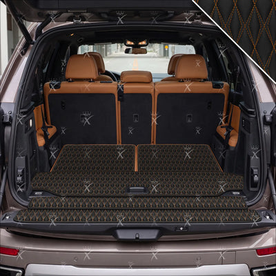 Luxus Twin-Diamond Base Series Trunk Mat | Black & Tan Stitching