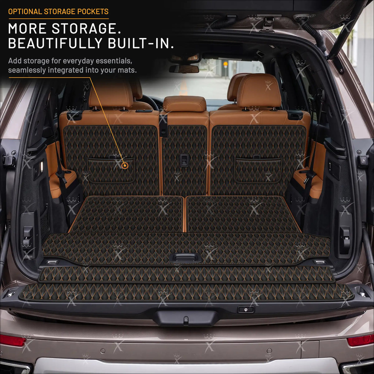 Luxus Car Mats™ - Zwarte en zwarte stiksels 3D luxe lederen koffer-/koffermat