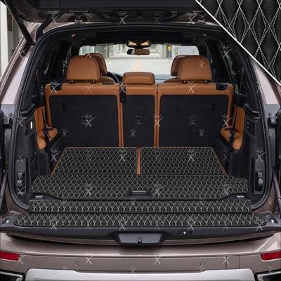 Luxus Twin-Diamond Base Series Trunk Mat | Black & White Stitching