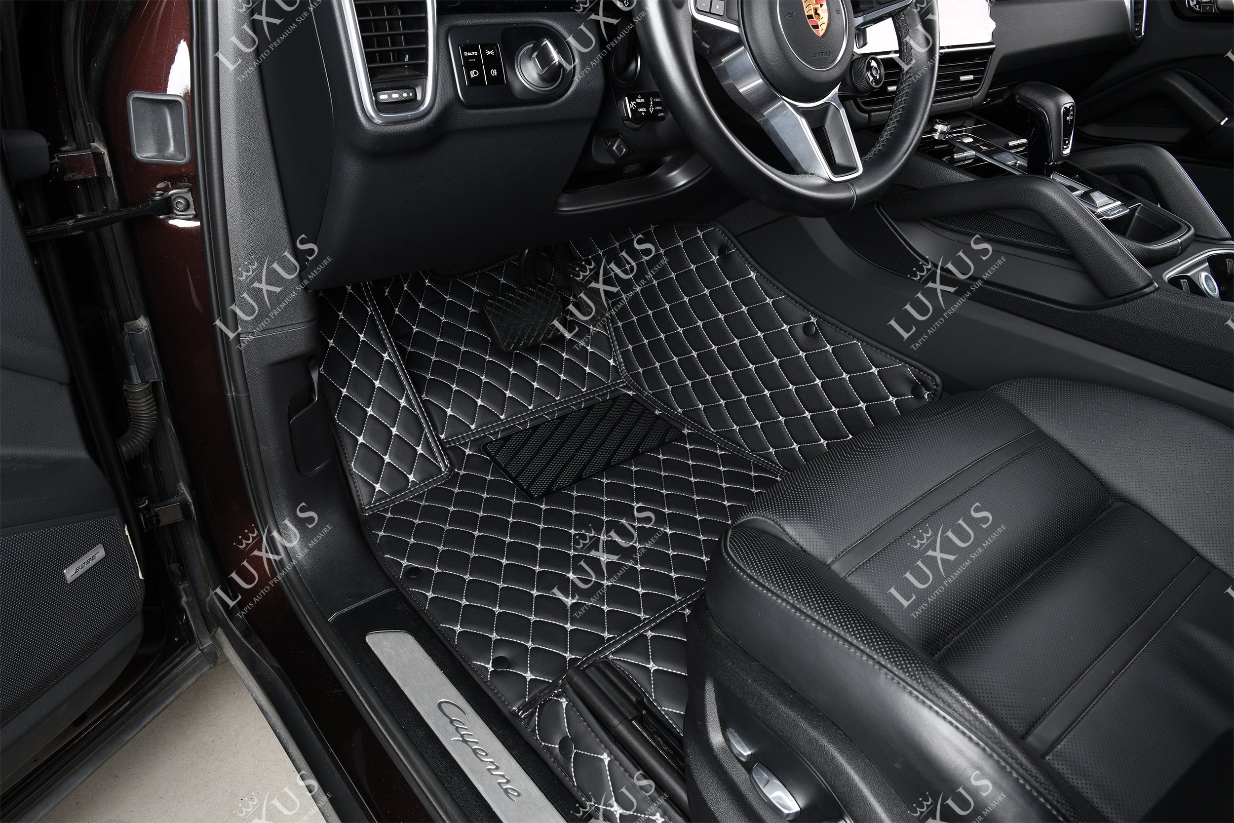 Luxus Car Mats™ - Juego de alfombrillas de lujo con rayas en marrón caramelo