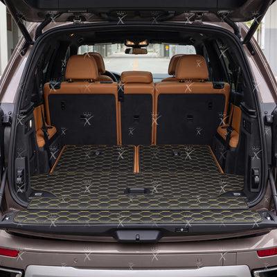 Luxus Honeycomb BaseFit Series Trunk Mat | Black & Yellow Stitching