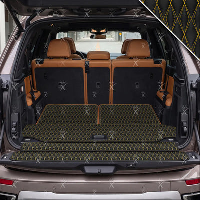 Luxus Twin-Diamond Base Series Trunk Mat | Black & Yellow Stitching