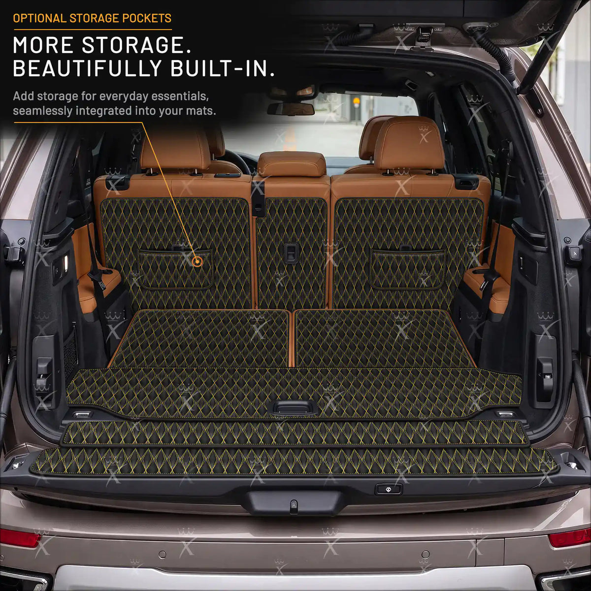 Luxus Car Mats™ - Svart og svart søm 3D luksusskinnstøvel/bagasjematte