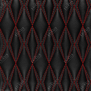 Twin-Diamond Black & Red Stitching Luxury Car Mats Set