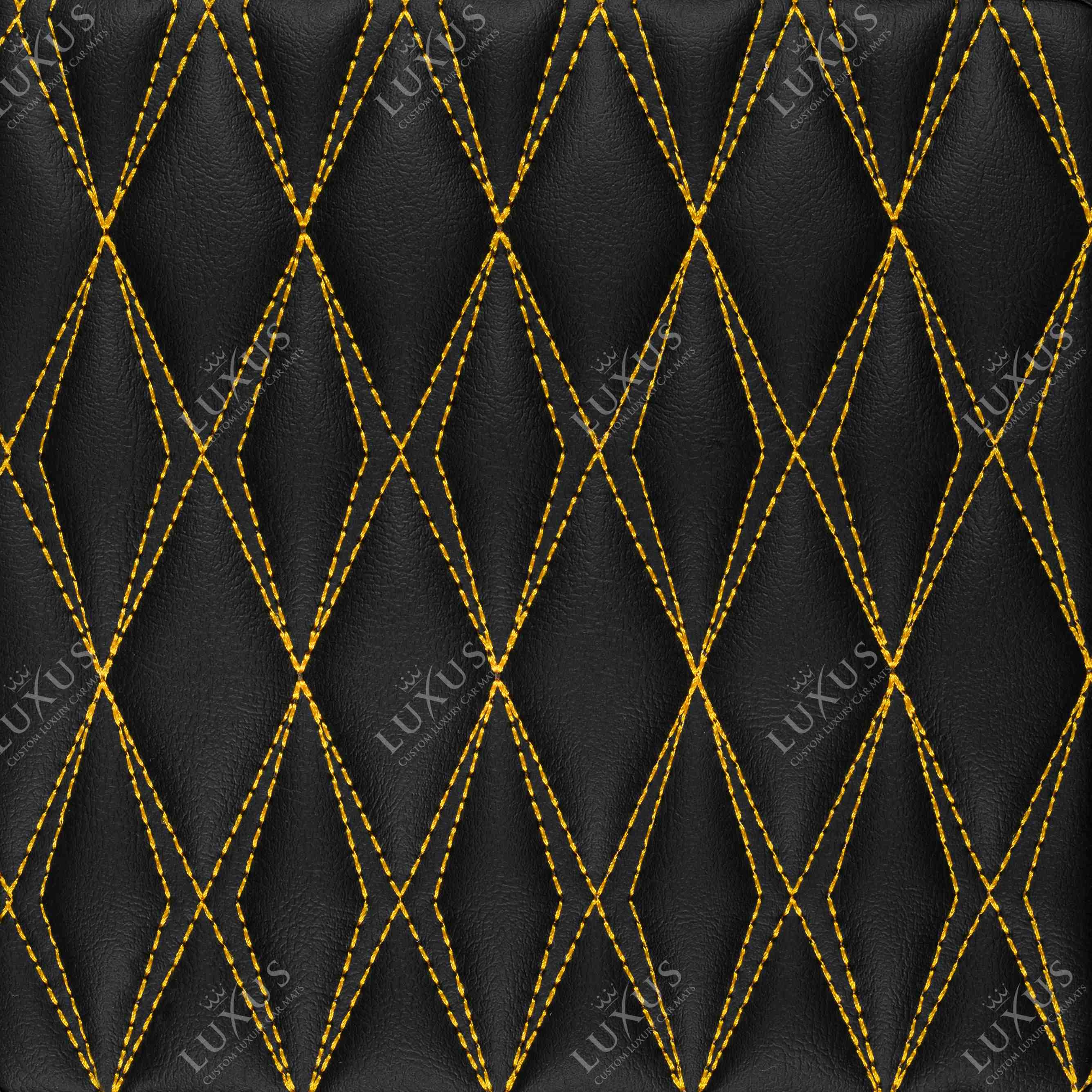 Black & Yellow Stitching Twin-Diamond Luxury Boot/Trunk Mat