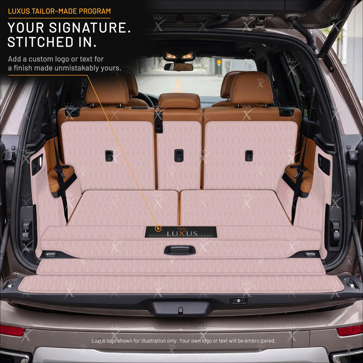 Luxus Car Mats™ - Zwarte en zwarte stiksels 3D luxe lederen koffer-/koffermat