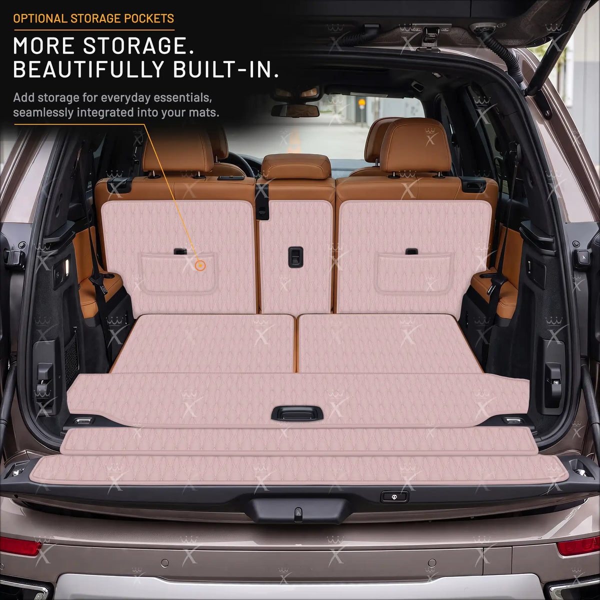 Luxus Car Mats™ - Zwarte en zwarte stiksels 3D luxe lederen koffer-/koffermat