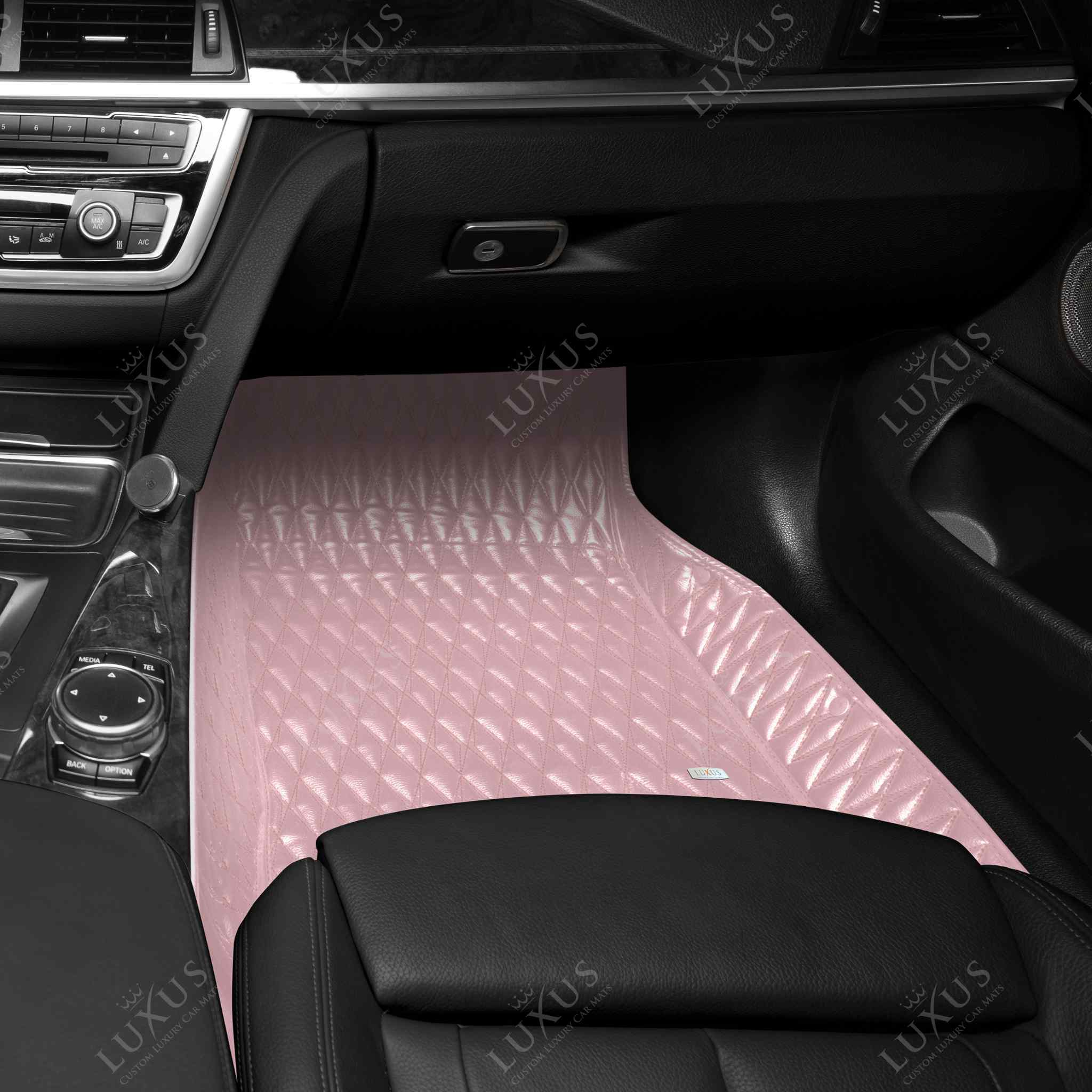 Twin-Diamond Blossom Pink Stitching Luxury Car Mats Set
