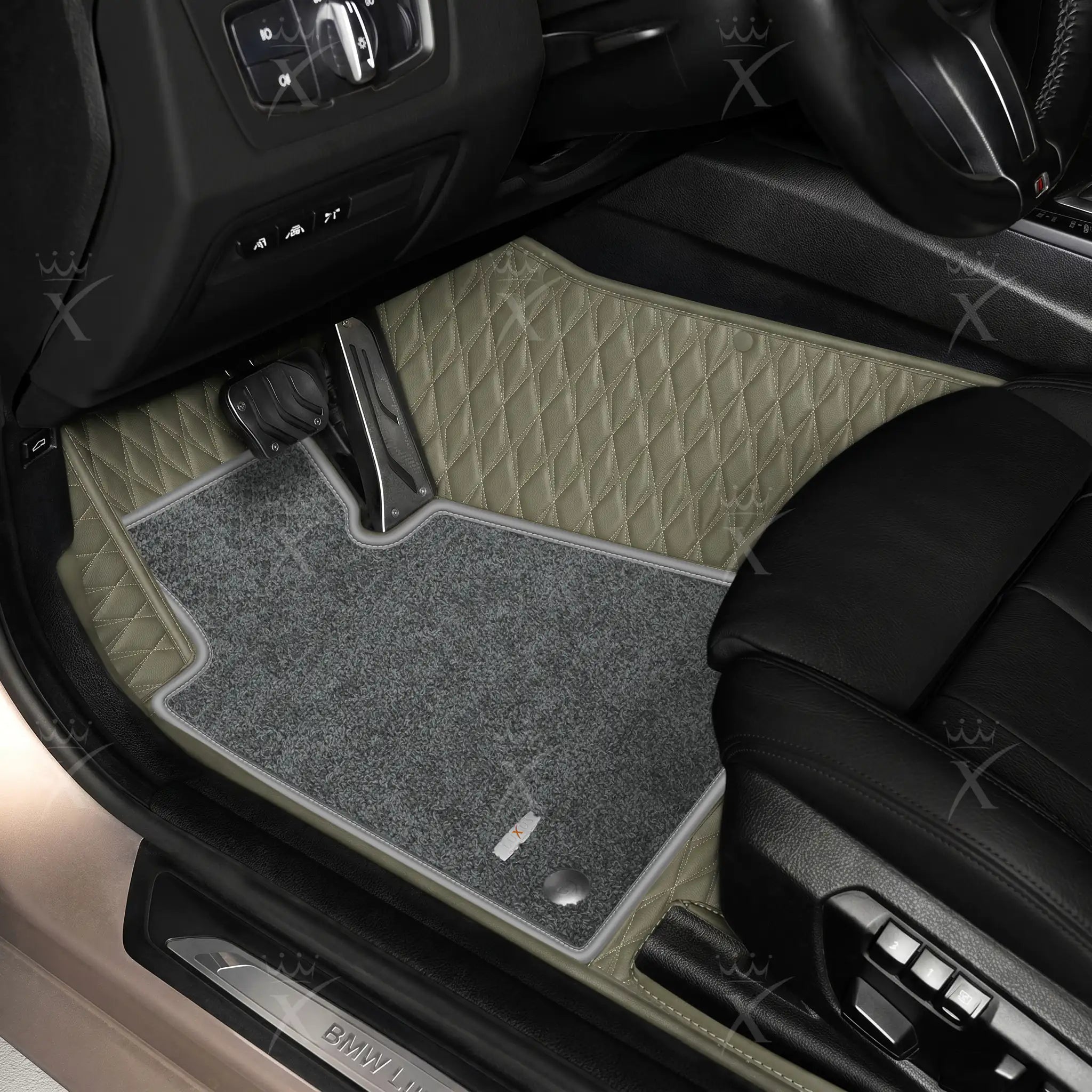 Luxus Twin-Diamond Double Layer Series Floor Mats | Brownish Gray & Graphite Shadow Top Carpet