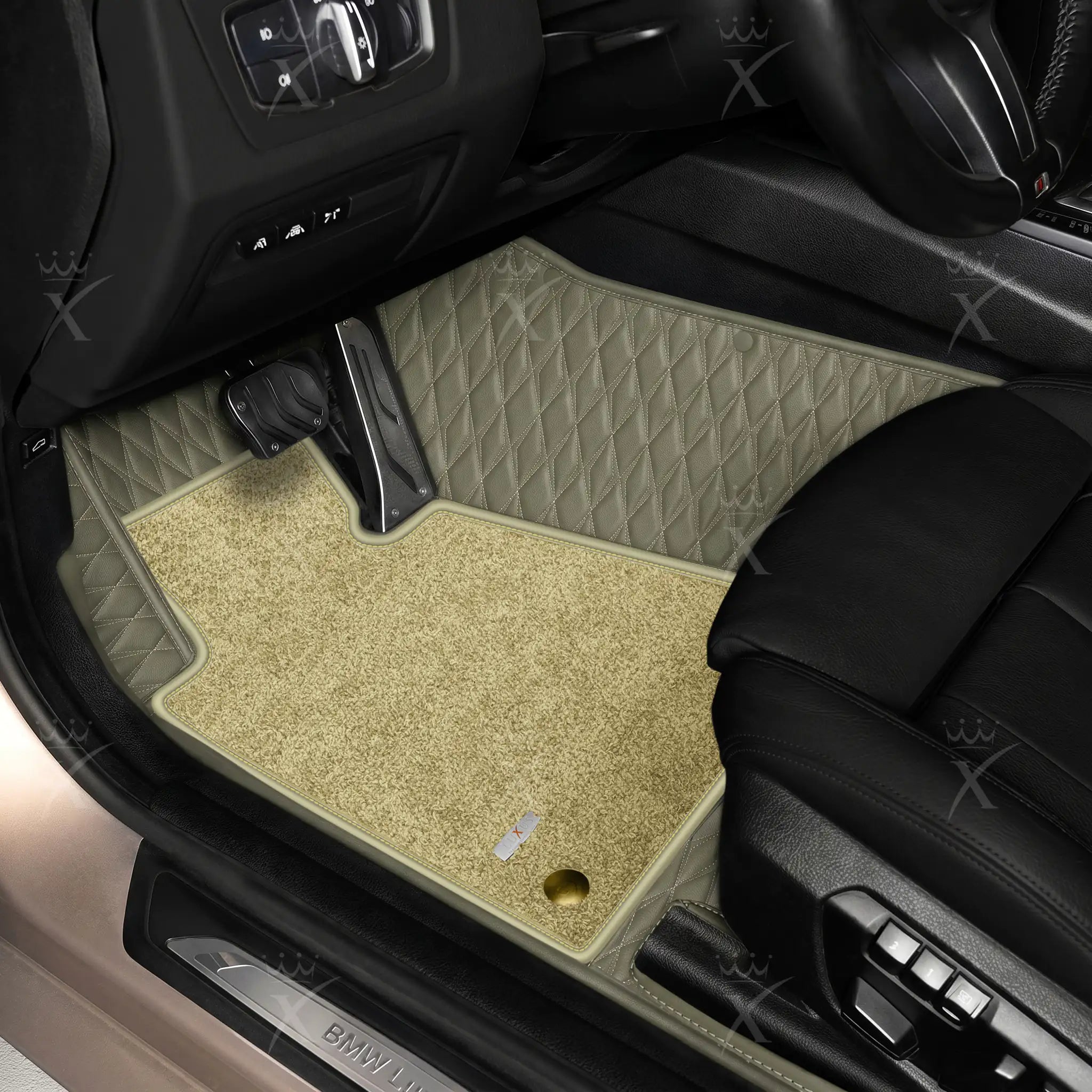 Luxus Twin-Diamond Double Layer Series Floor Mats | Brownish Gray & Sahara Stone Top Carpet