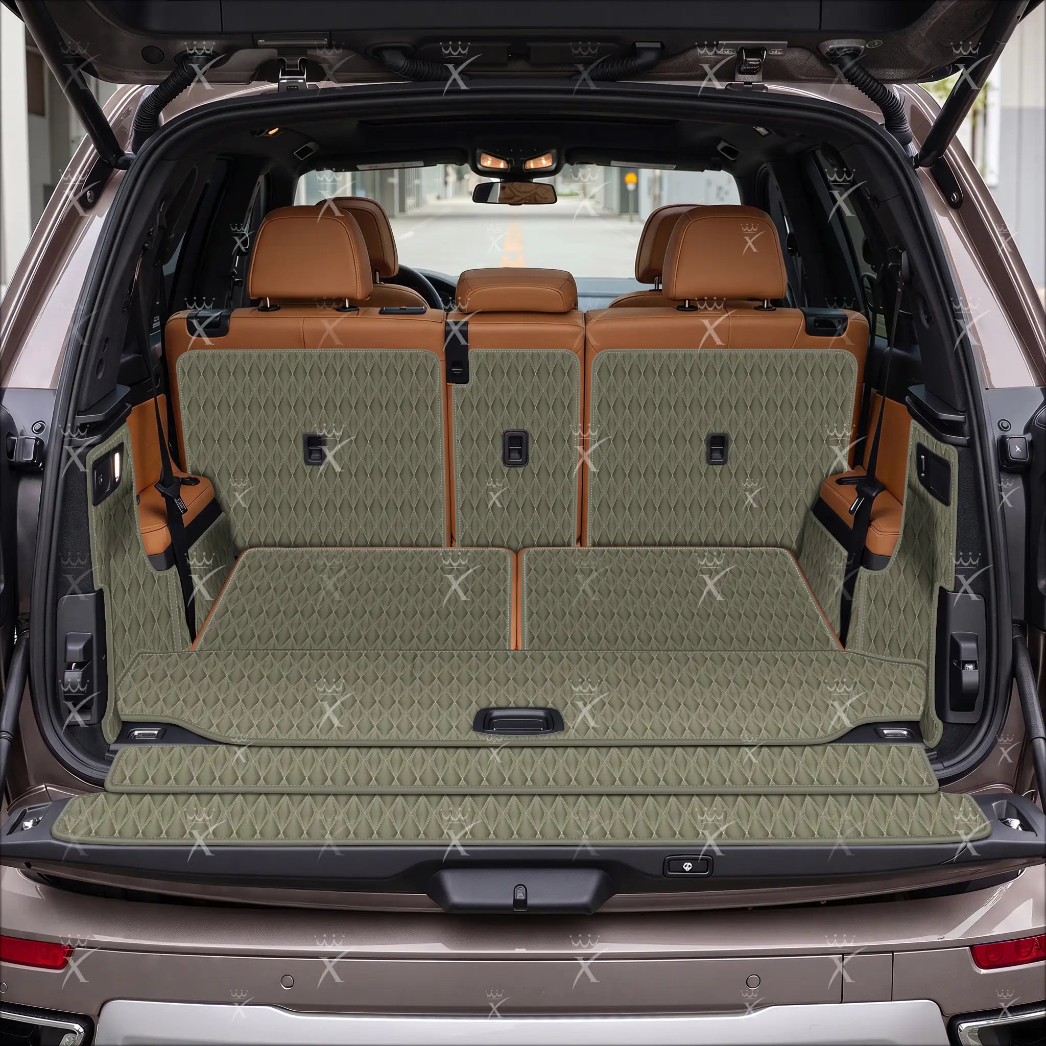 Luxus Car Mats™ - Svart og svart søm 3D luksusskinnstøvel/bagasjematte
