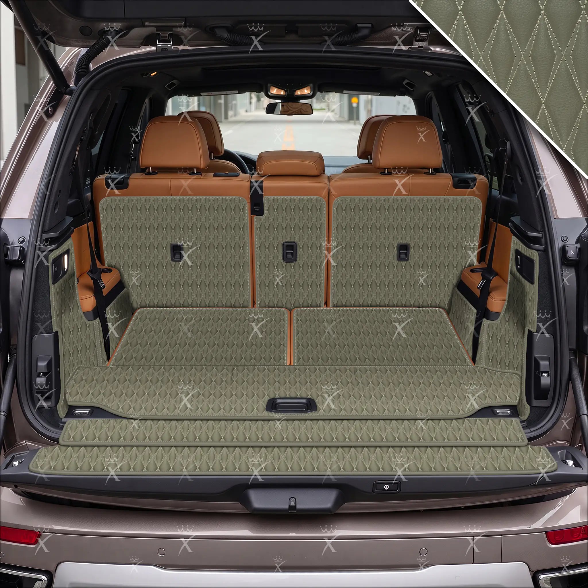 Luxus Car Mats™ - Svart og svart søm 3D luksusskinnstøvel/bagasjematte