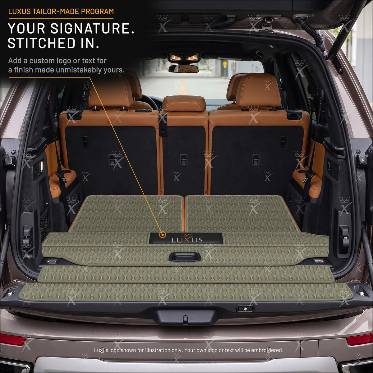 Luxus Twin-Diamond BaseFit Series Trunk Mat | Brownish Gray
