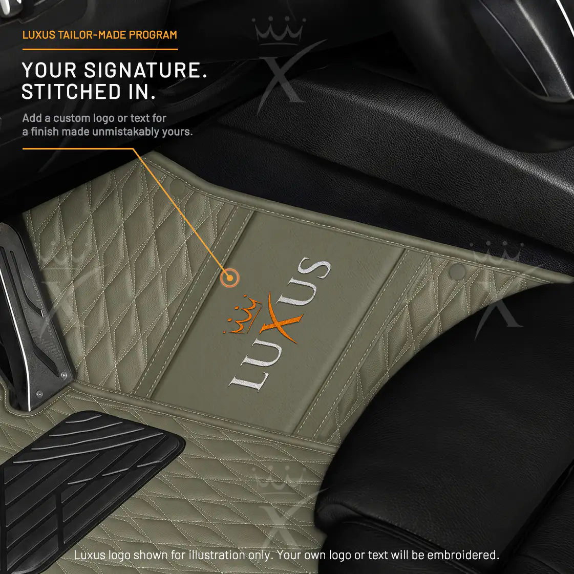 Luxus Twin-Diamond Double Layer Series Floor Mats | Brownish Gray & Obsidian Black Top Carpet