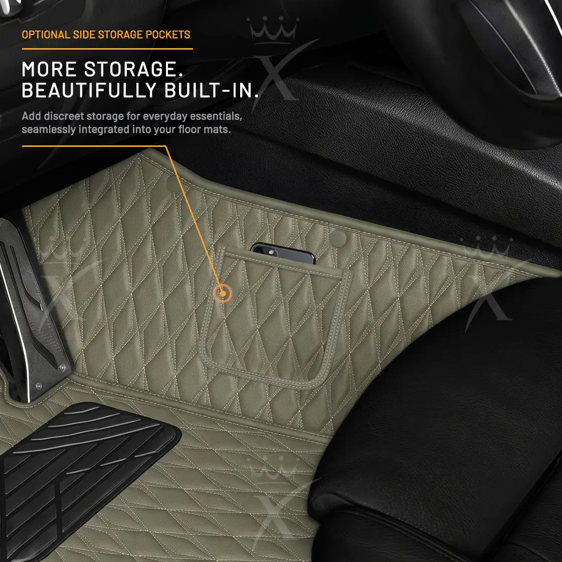 Luxus Twin-Diamond Double Layer Series Floor Mats | Brownish Gray & Imperial Violet Top Carpet