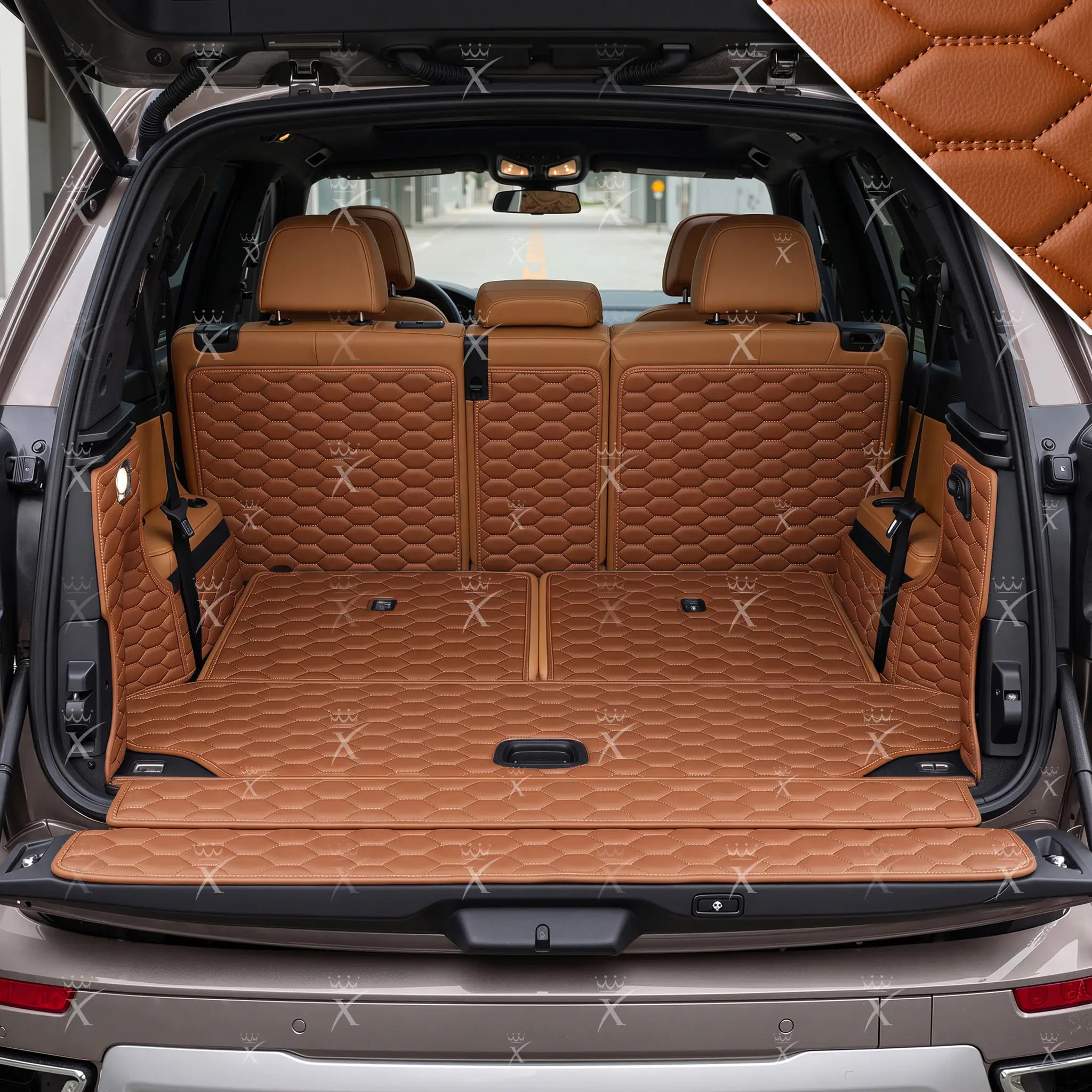 Luxus Honeycomb 360Fit Series Trunk Mat | Caramel Brown