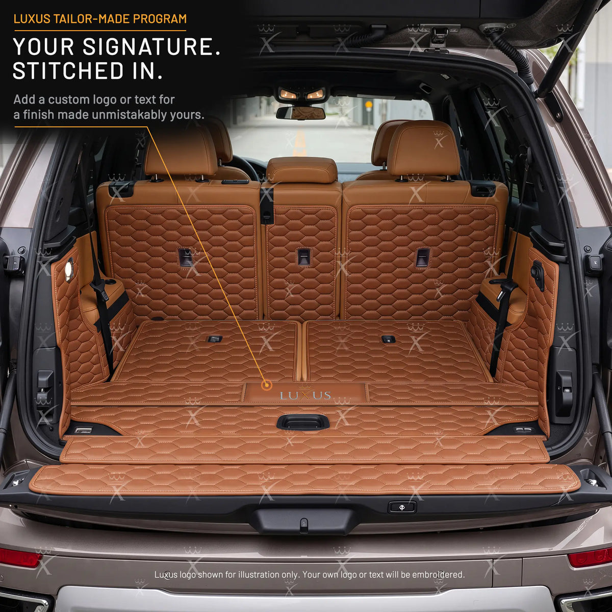 Luxus Honeycomb 360Fit Series Trunk Mat | Caramel Brown