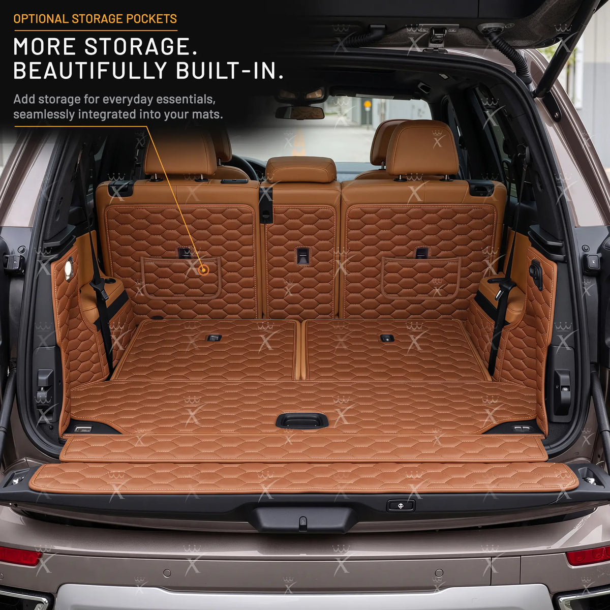 Luxus Honeycomb 360Fit Series Trunk Mat | Caramel Brown