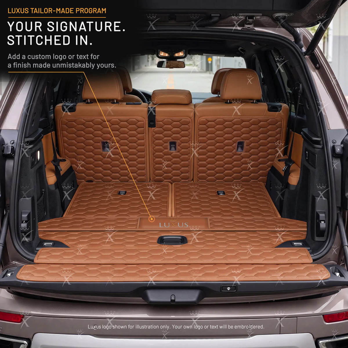 Luxus Honeycomb XtendFit Series Trunk Mat | Caramel Brown