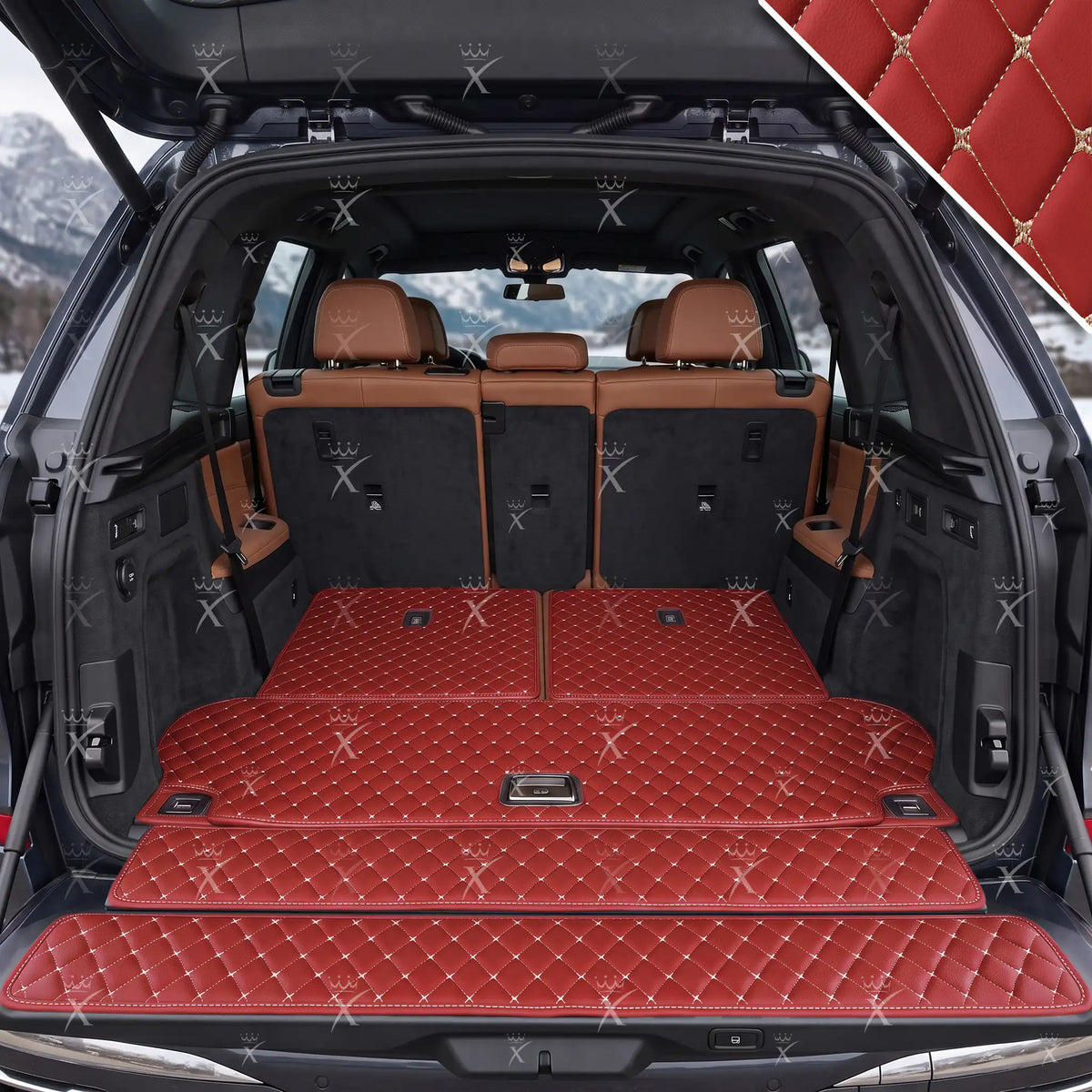 Luxus Car Mats™ – Kirschrote Luxus-Leder-Kofferraum-/Kofferraummatte