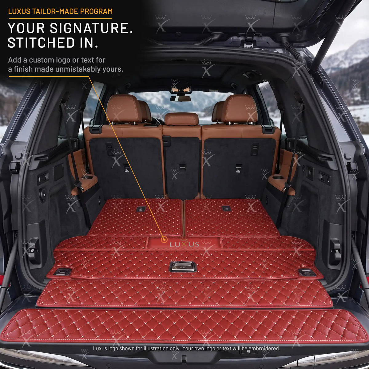 Luxus Car Mats™ - Tapete para maletero/maletero de cuero rojo cereza