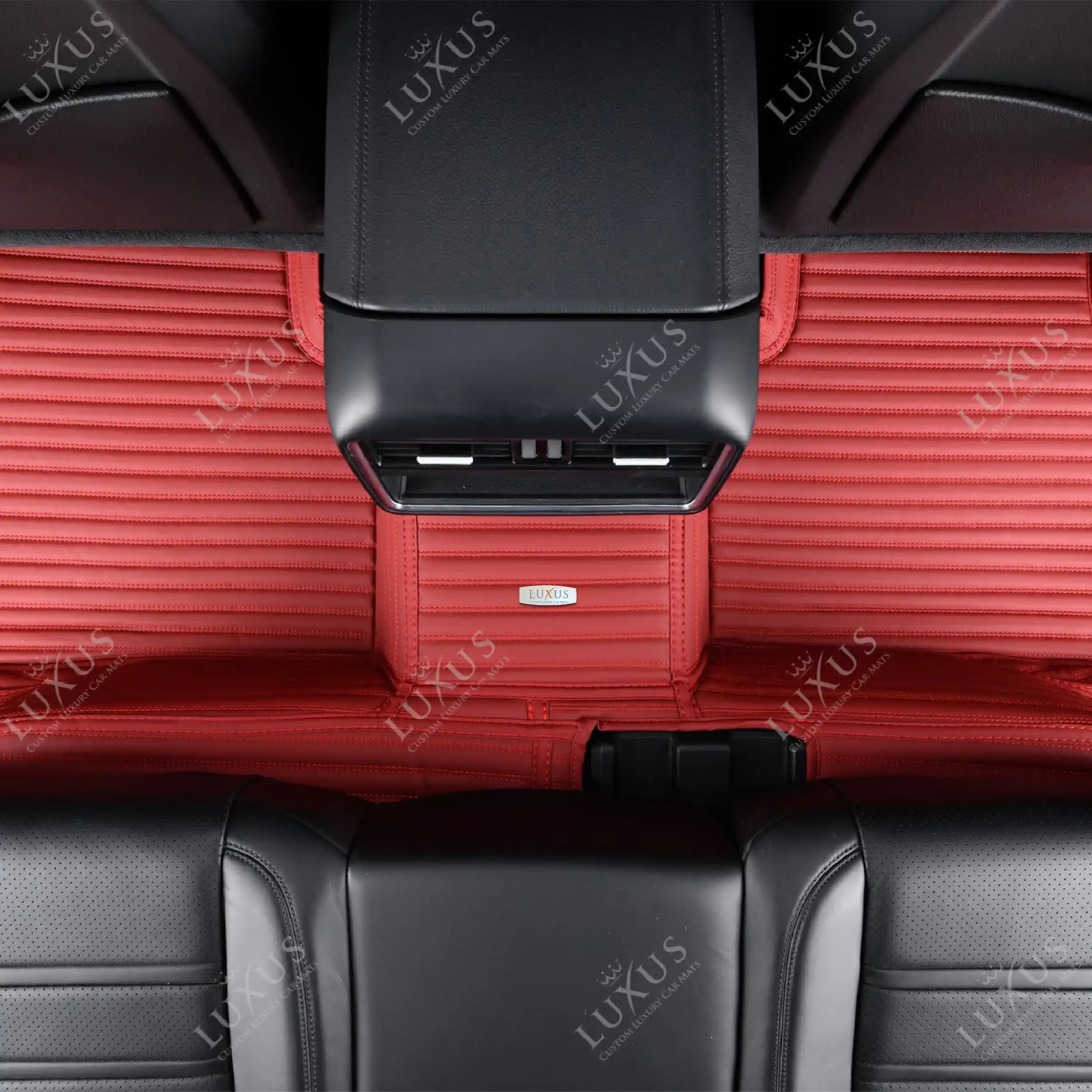 Cherry Red Stripe Luxury Car Mats Set