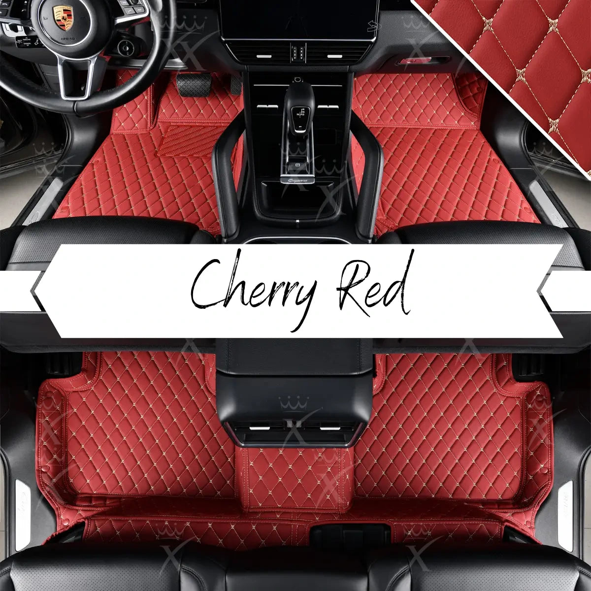 Luxus Premium Diamond Custom Car Mats Set | Cherry Red