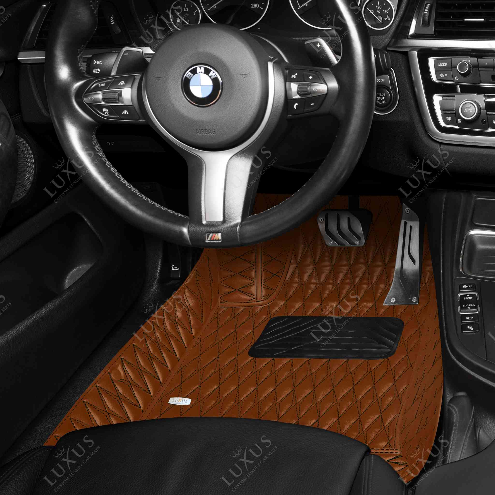 Twin-Diamond Chocolate Brown Luxury Car Mats Set
