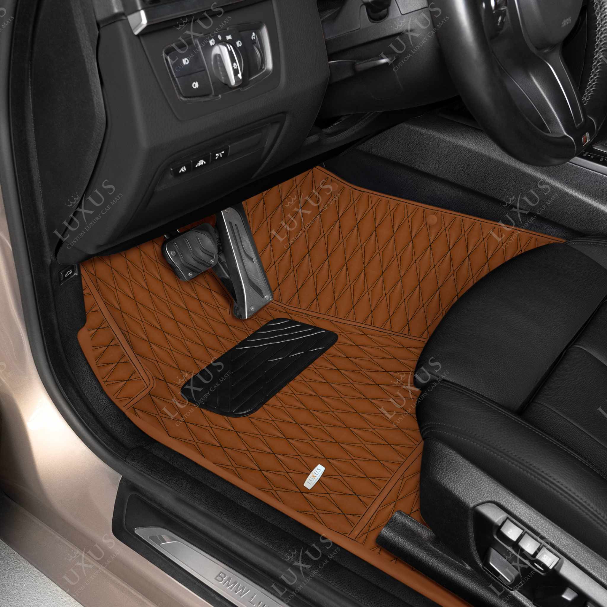 Chocolate Brown Diamond Luxury Car Mats Set
