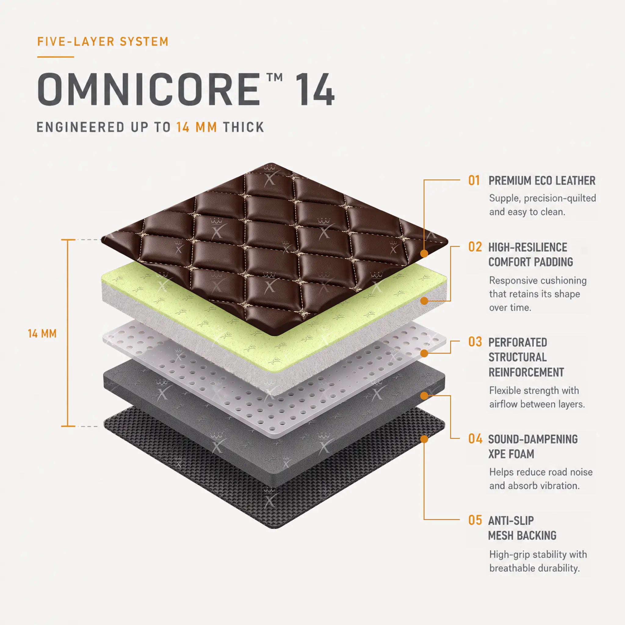 Luxus Car Mats™ - Tappetino per bagagliaio/stivale in pelle marrone cioccolato 3D
