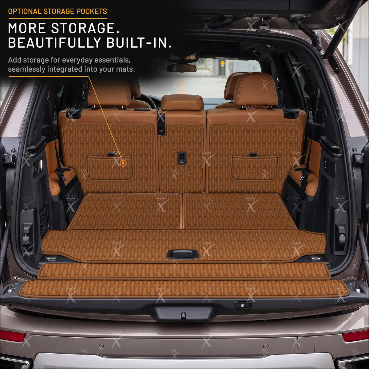 Luxus Car Mats™ - Zwarte en zwarte stiksels 3D luxe lederen koffer-/koffermat