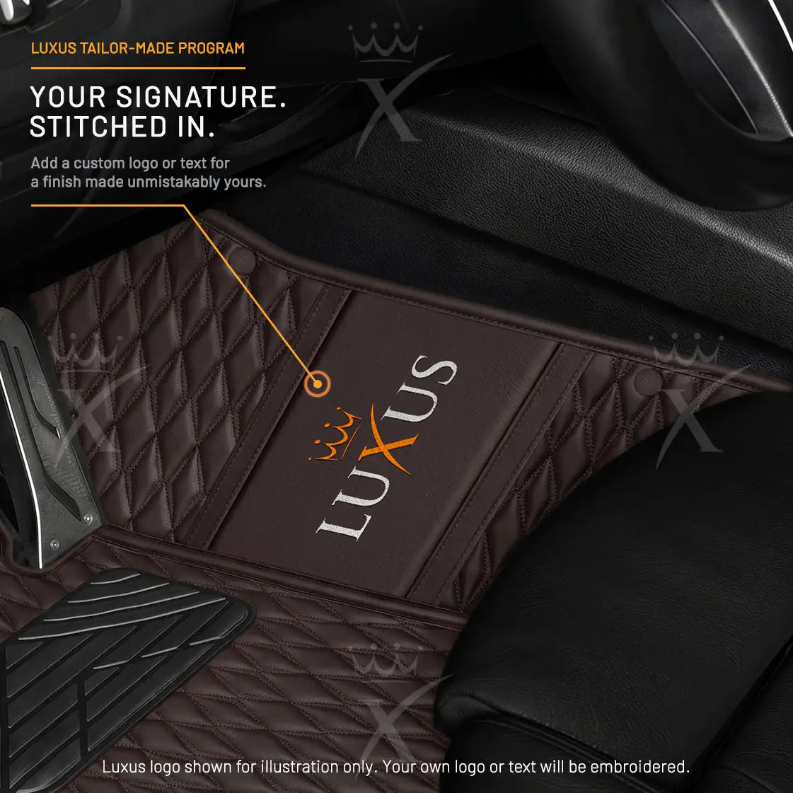 Luxus Twin-Diamond Double Layer Series Floor Mats | Dark Chocolate Brown & Onyx Charcoal Top Carpet