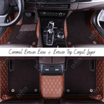 Caramel Brown Base & Brown Top Carpet Double Layer Luxury Car Mats Set