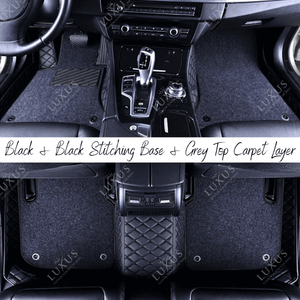 Luxus Car Mats™ - Juego de alfombrillas de lujo con costuras negras y azules