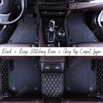 Black & Beige Stitching Base & Grey Top Carpet Double Layer Luxury Car Mats Set